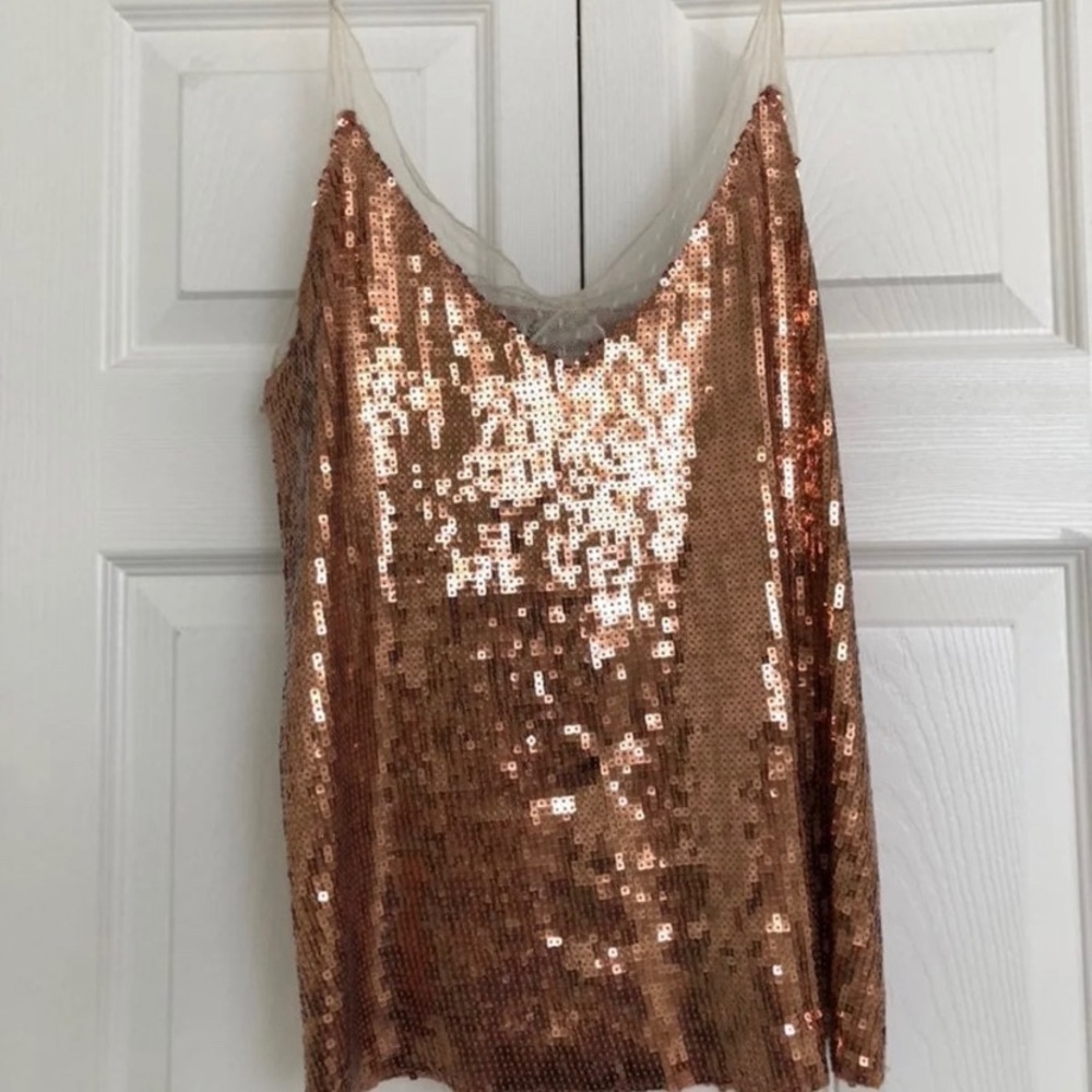Free People Rose Gold Sequin Cami